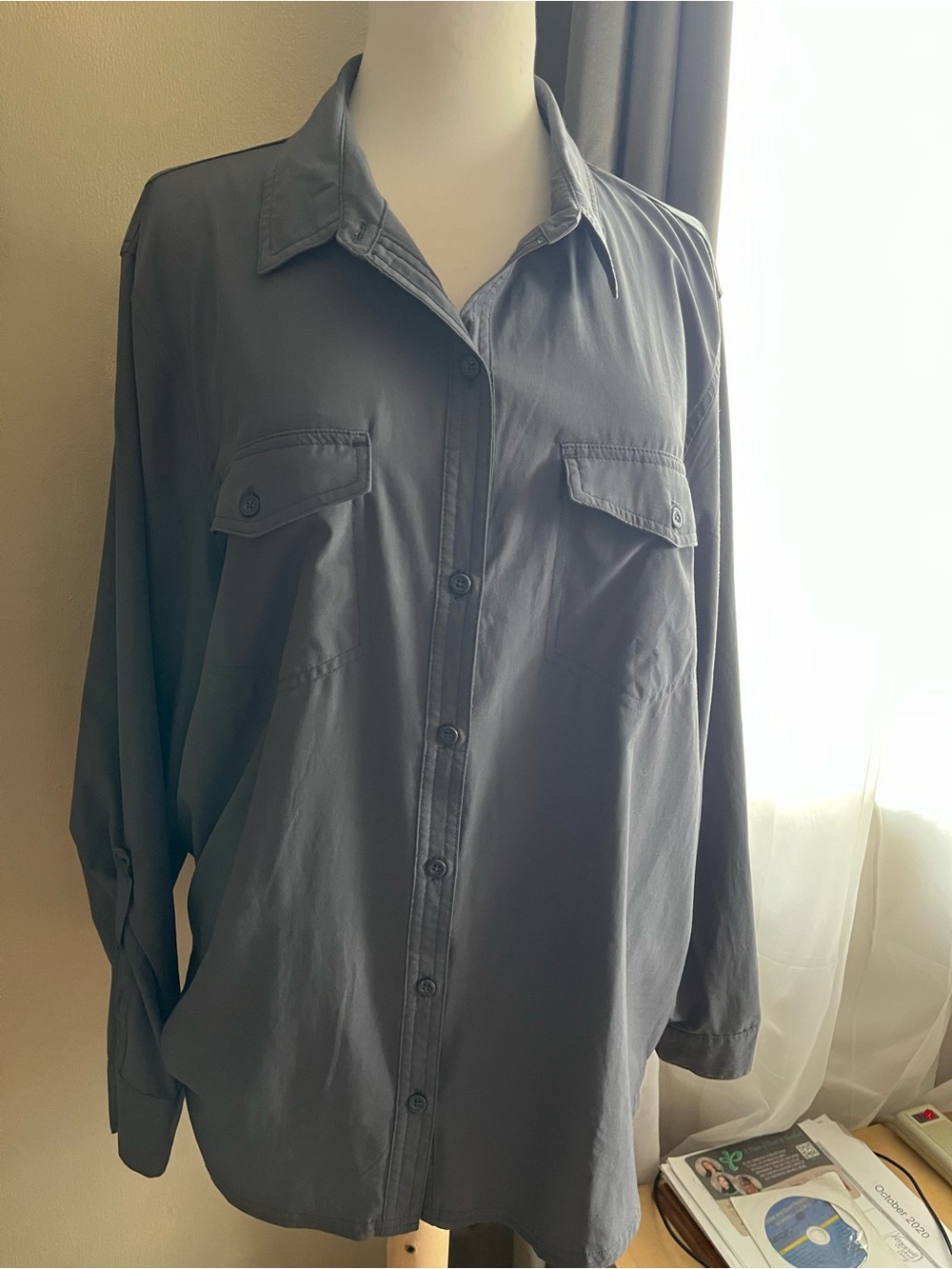 Eddie Bauer Women's Button-Up Blouse in Slate